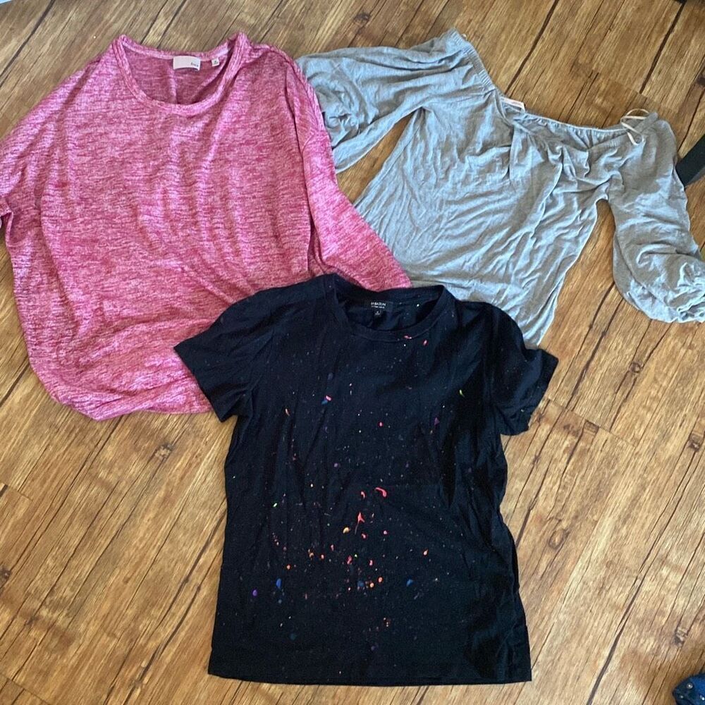 Free People Wilfred Free Babaton Women's Tee Shirt Bundle Black Pink Size Medium
